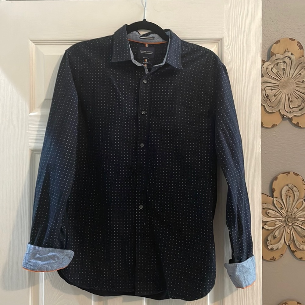 EUC Denim & Flower mens long sleeve shirt, slim fit medium